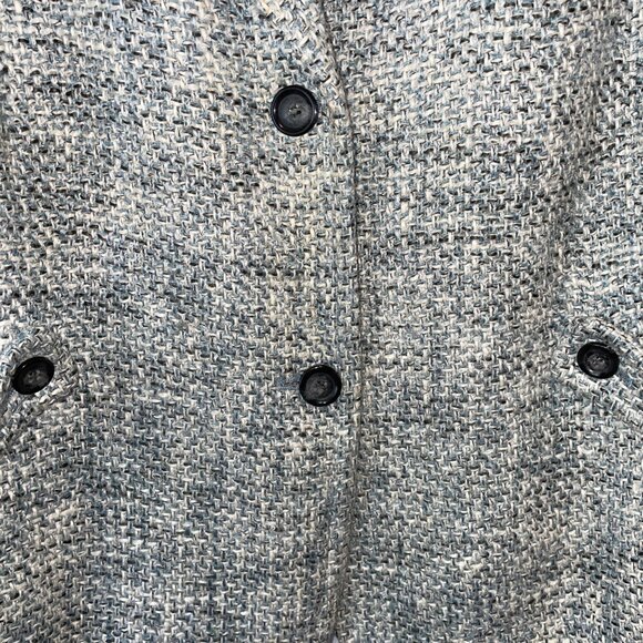 Talbots Woman Petite 22WP Tweed Blazer Jacket Blue/White 2-Button Made In China - Picture 4 of 11